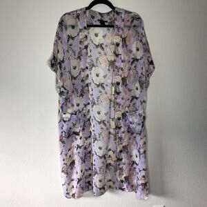 Sheer Floral Kimono Purple Steve Madden One Size